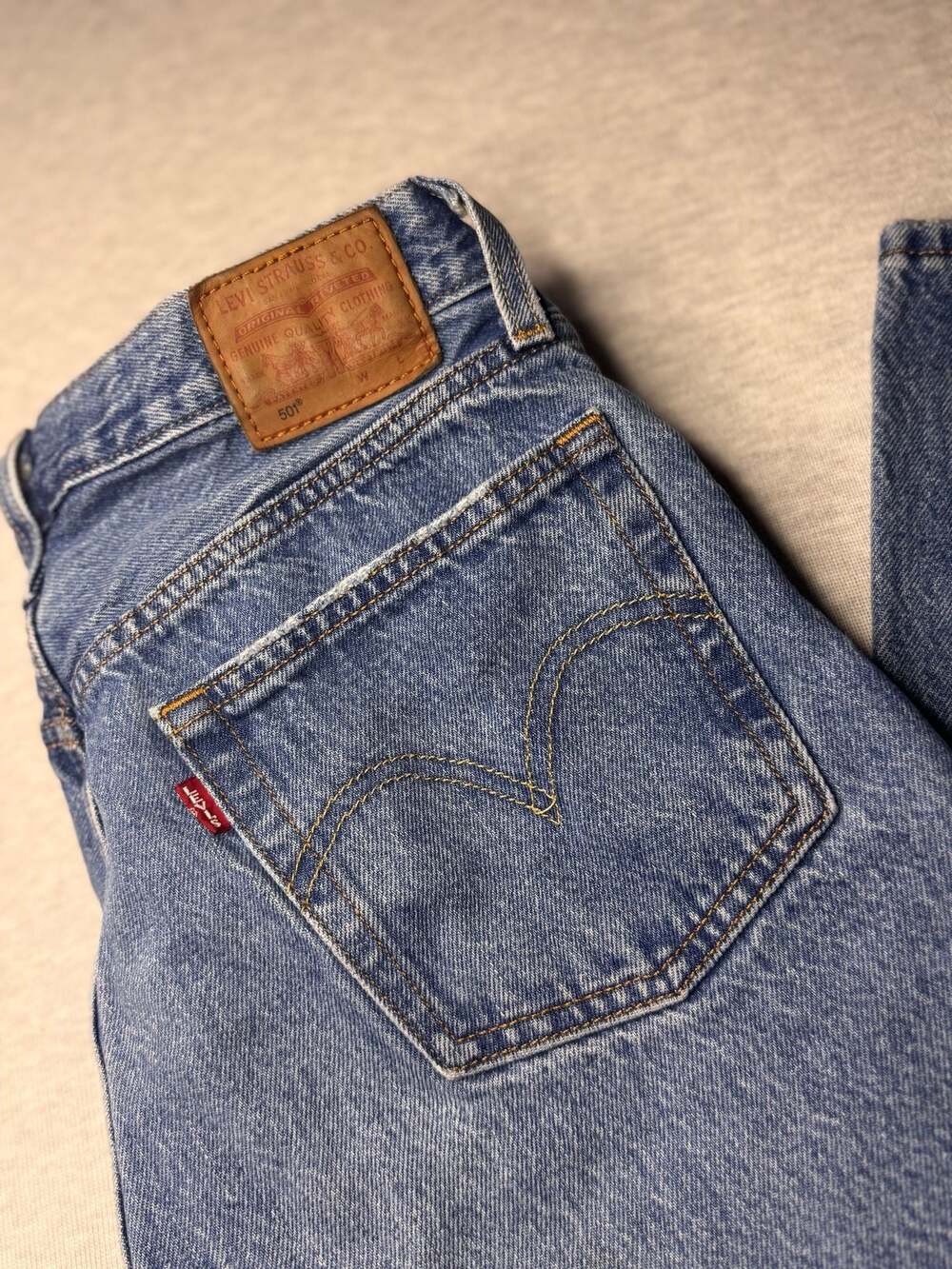 Levi's 501 Original Fit Distressed Medium Wash Denim Jeans